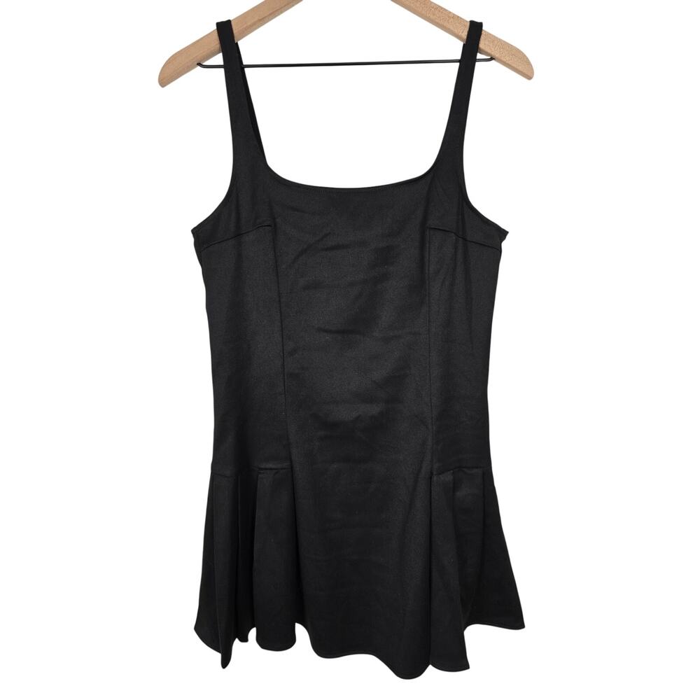 AQUA Black Mini Dress Pleated Hem Sleeveless LBD Size M
